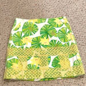 Lilly Pulitzer Green and Yellow A-Line Skirt